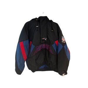 Vintage 90s Starter New England Patriots NFL Black Puffer Hooded Jacket Men's L